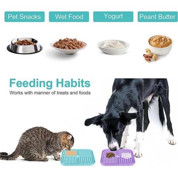 Licking Mat for Dogs & Cats 2 Pack with Suction Cups,Dog Peanut Butter Lick Pads - Picture 2 of 7